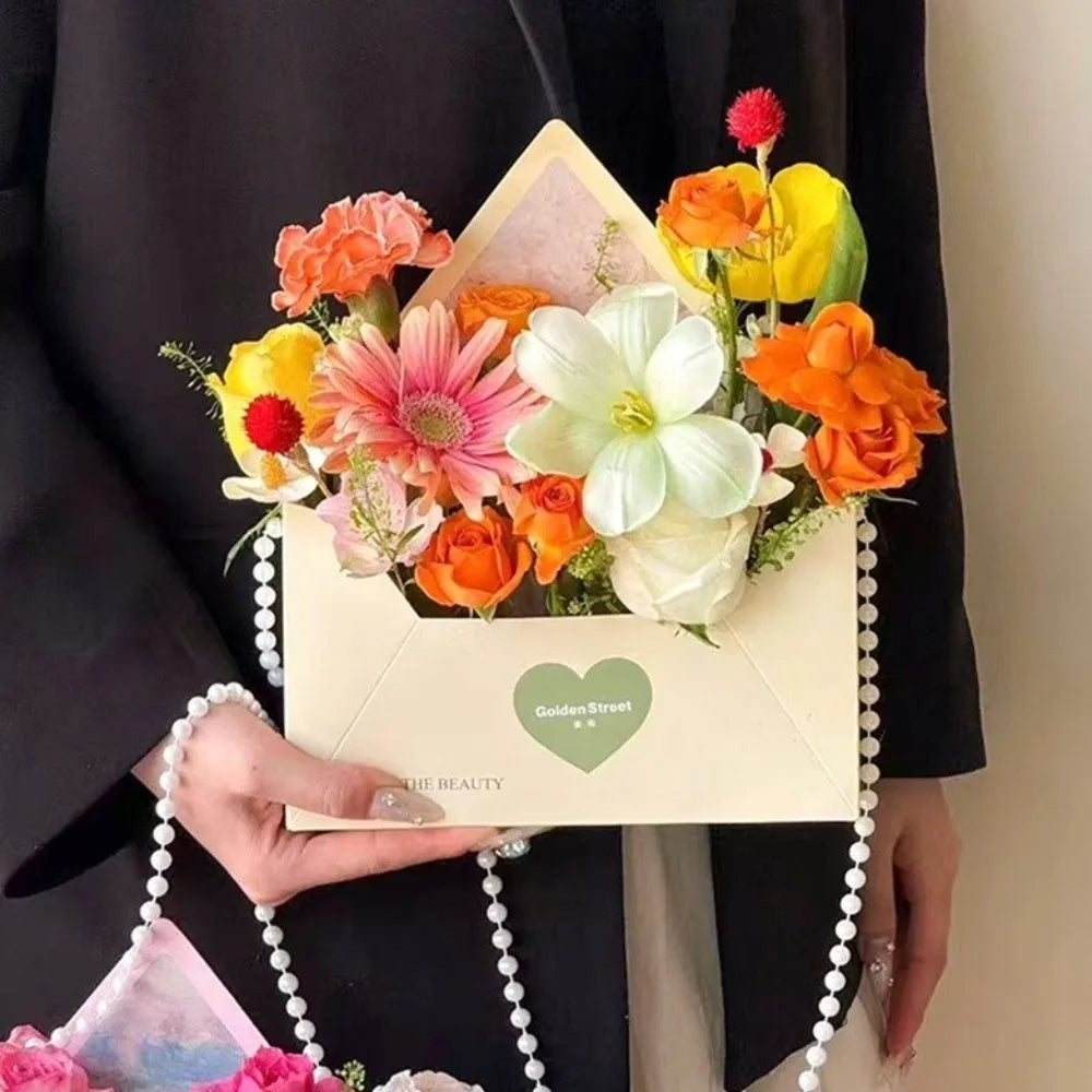5 Pieces Romantic Flower Gift Box Portable Paper Envelope Floral Box Folding DIY Gift Gift Wrapping Box Mother's Day