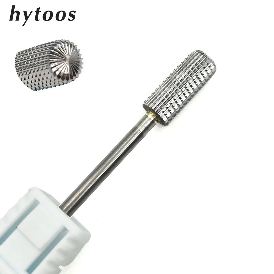 HYTOOS 1PCS Tungsten Carbide Burr Nail Drill Bit 3/32" Bits For Manicure Drill Accessories Milling Cutter Nail Art Tools