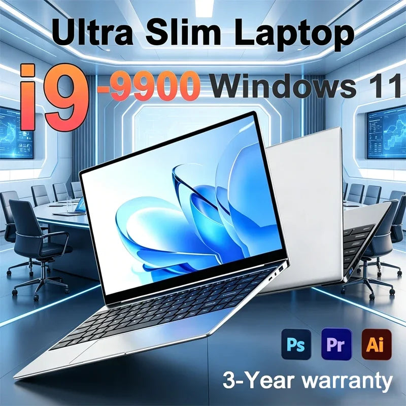New 15.6" Ultra Slim Laptop Intel Core i9-9900 Win11 Pro 32GB RAM 2TB SSD 1080P HD Gaming Office Laptop