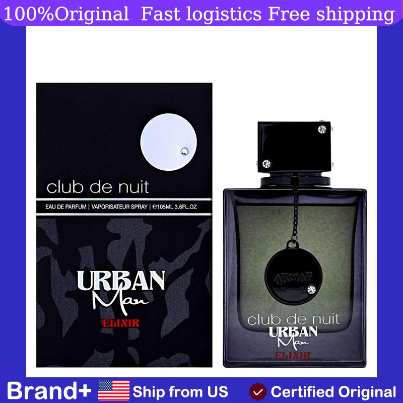 Original Arabic Perfume Armaf Club De Nuit Urban Man Elixir for Men Eau de Parfum Spray 3.6 Ounce All-Day Wear long lasting fragrance Cologne Persistence Arabian women's perfume Pheromone Portable