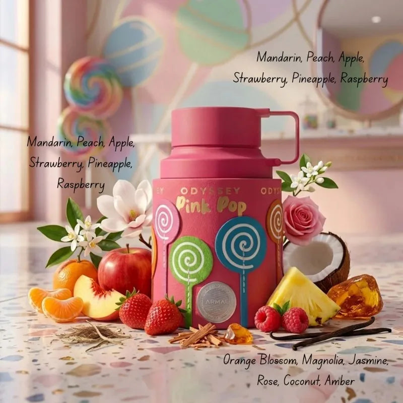 Armaf Odyssey Pink Pop Gourmand Fruity Edition Eau de Parfum Spray 3.4 Ounce Eastern-Middle Eastern fragrance long lasting fragrance Cologne Portable Pheromone Birthday gift