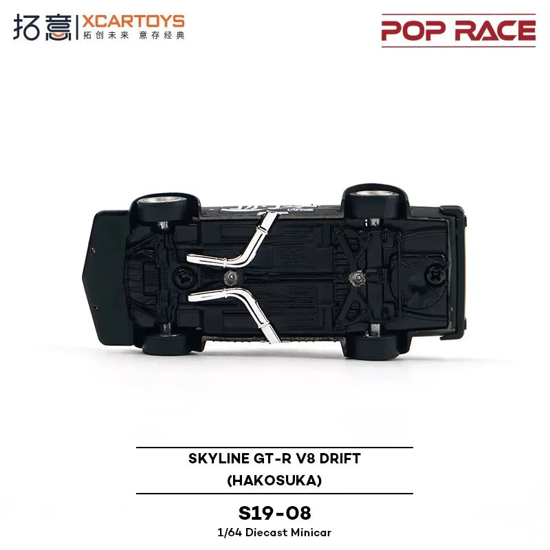 XCARTOYS POPRACE 1/64 S19-08 Zero Japanese SKYLINE GT-R V8 DRIFT Car Model Replica Series Children Christmas Gifts Boy Toys