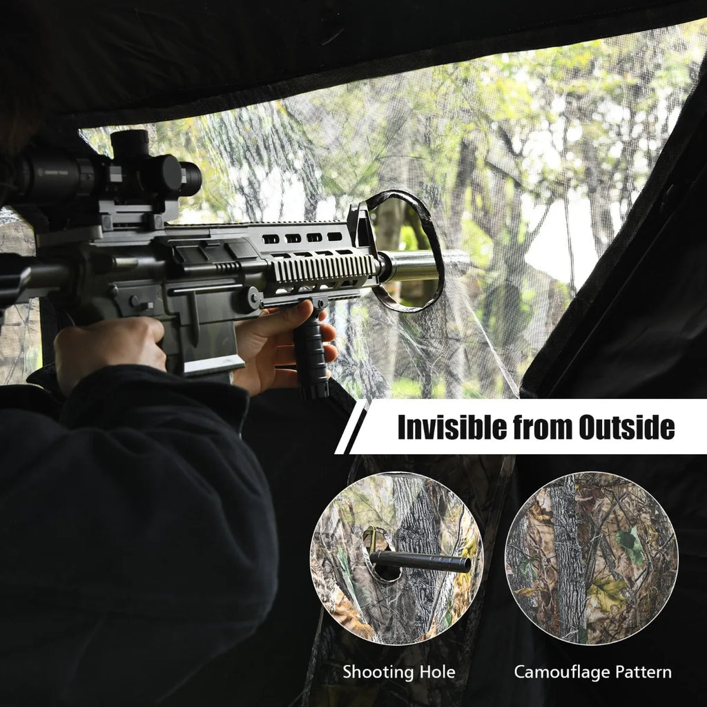 Portable Hunting Blind with Ground Stakes and Tie-Downs for Deer and Antelope, Outdoor Concealment Shelter for Field Hunting