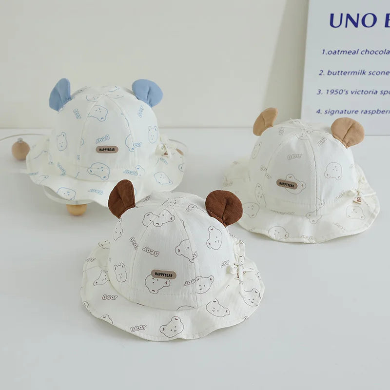 Cartoon Baby Fisherman Hat Cute Children Sunshade Basin Cap 3-12Month Infants Bowl Caps Soft Cotton Toddler Sunscreen Visors