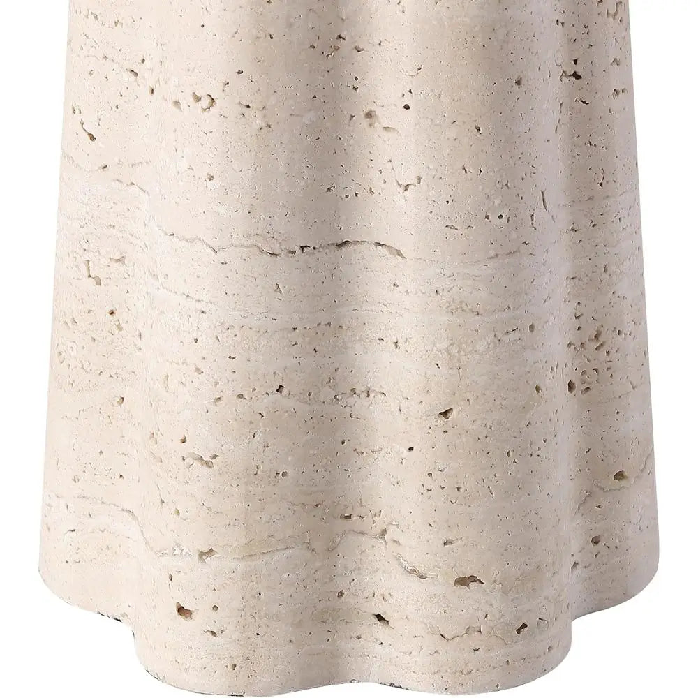 25-inch Travertine/White Table Lamp with LED Bulb for Bedroom, Living Room, Home Office, or Desk Nightstand