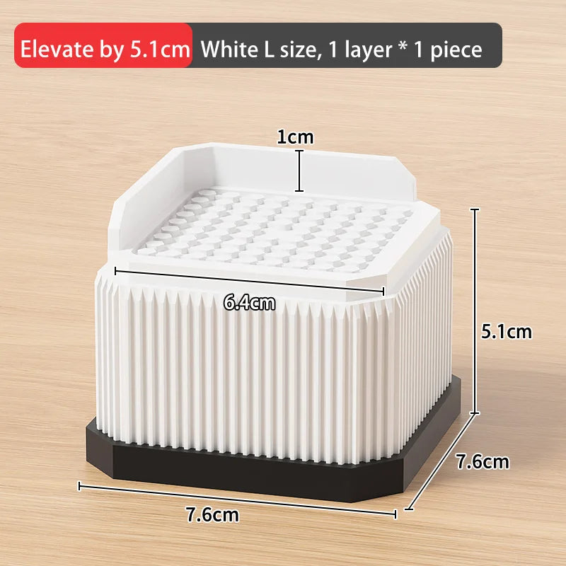 Adjustable Height Furniture Risers - High Load - Bearing, Triple Anti - Slip for Sofa, Bed & Desk