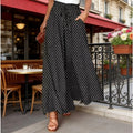 1pcs Bohemian Style Wide Leg Pants Elastic Waist Polka Dot Print Long Skirt Pants for Women