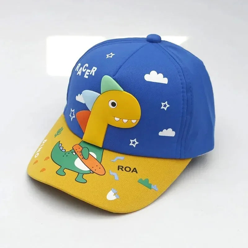 Four Seasons Little Dinosaurs, Children's Hats, Children's Baseball Caps, Cute Cartoon Color-Blocked Caps, Outing Sun Hats