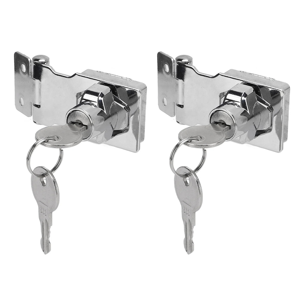 2 Packs 2.5 Inch Zinc Alloy Hasp Lock With Twist Knob Keyed Design Anti Theft Safety Hardware For Drawers Mailbox Cabinet Doors
