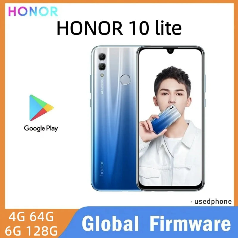 HONOR 10 Lite smartphone Global firmware 6.21-inch  CPU HiSilicon Qilin 710 EMUI 9.0.1 used phone