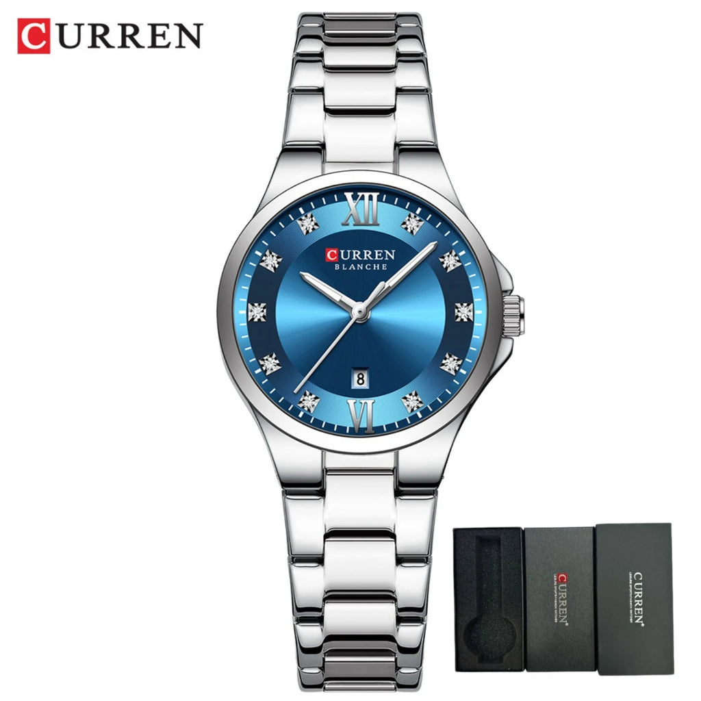 CURREN Women's Luxury Brand Watches Simple Quartz Auto Date Wristwatch Female Waterproof Clock Luminous Hands 9107