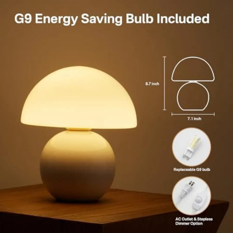 Mushroom Lamp Table Lamp for Bedroom, Desk Bedside Small Lamps for Living Room Night Stands, Mushroom Decor Cute Mini Modern Mi