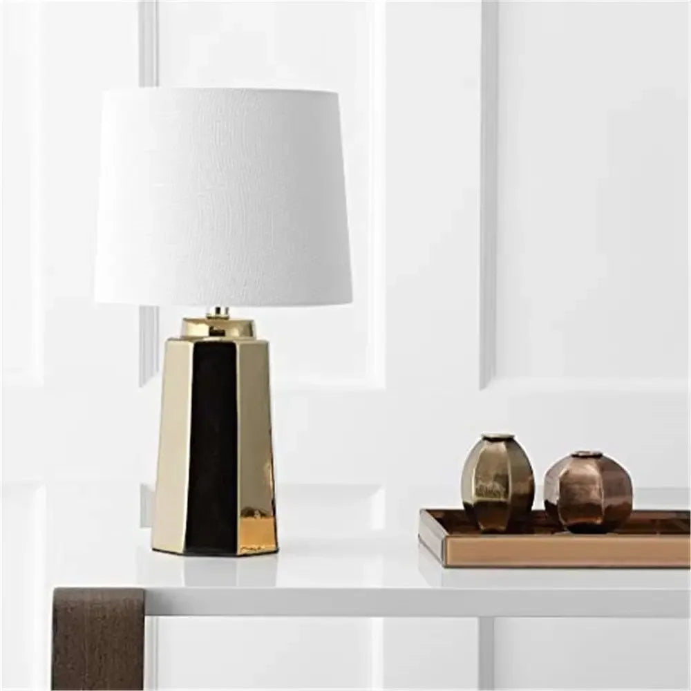 17-inch Gold-Plated LED Table Lamp for Bedroom, Living Room, and Home Office with Included Bulb