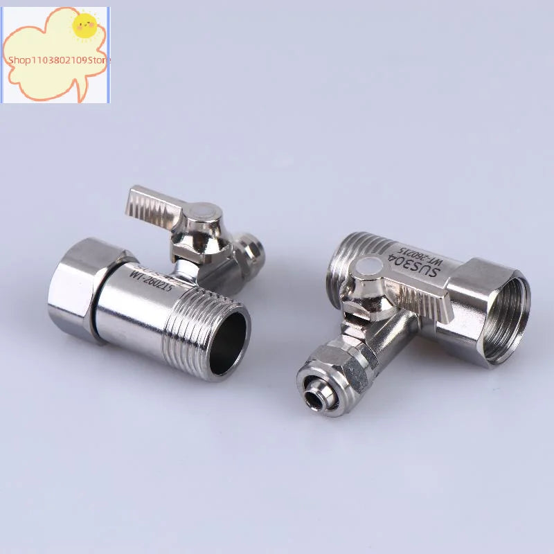 【HT】【HT】1 Set Tap Tee B Cold Hot Water Pipes Home Accessories 1/2" To 1/4"3/8" With Shut-Off Ball Valve RO Feed Water Adapter