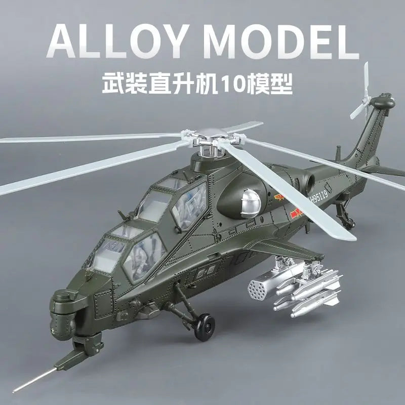 1:48 Z-10 Attack Helicopter Diecast Model Rotatable Detachable Parts Display Stand Included Military Aircraft Collection