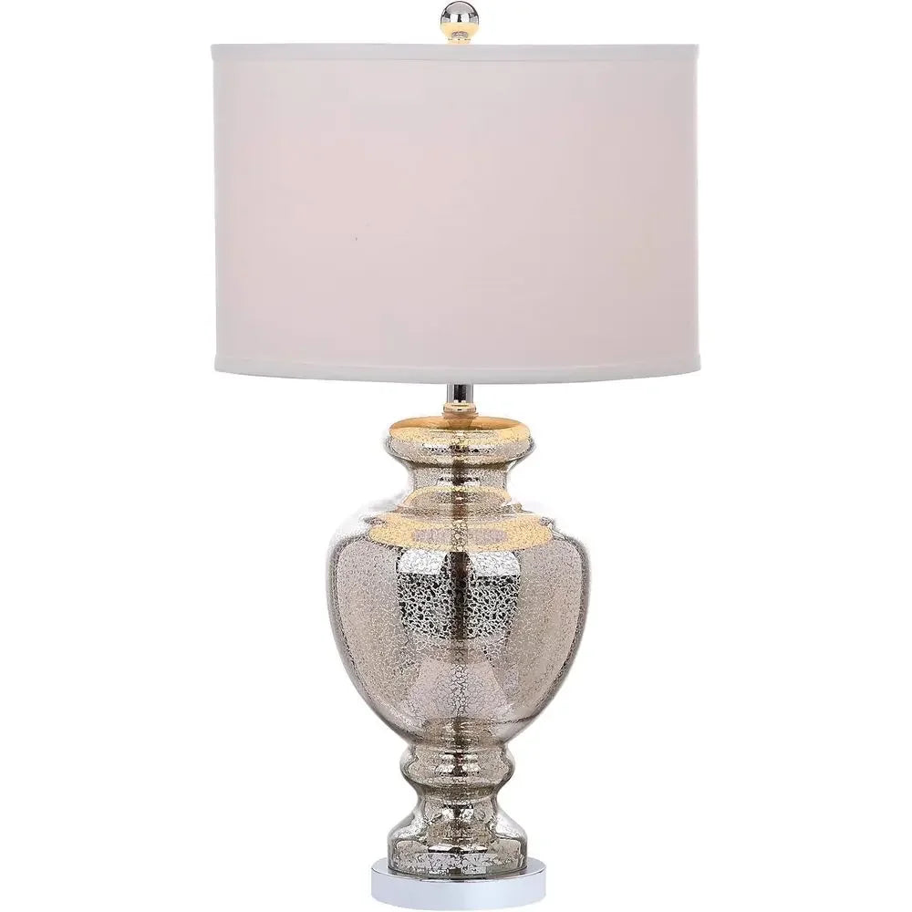 Mercury Silver Crackle Glass 28-inch Table Lamp with LED Bulbs for Bedroom, Living Room, Home Office, and Nightstand