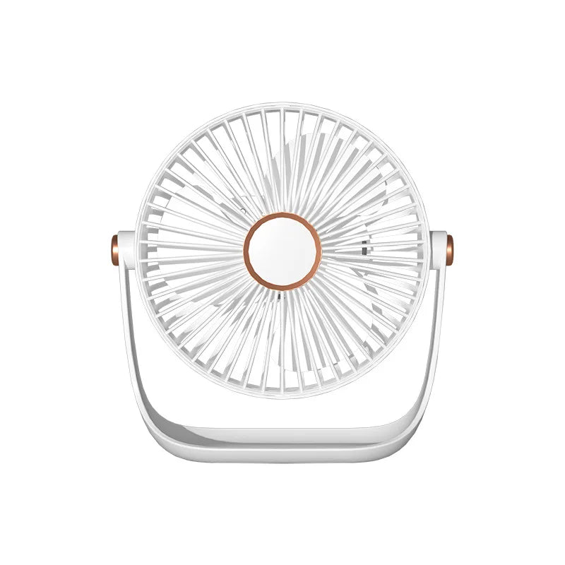 Portable Mini Desktop Fan Light Adjustable Angle 5 Speed Settings Rechargeable Battery Quiet Charging for Home Outdoors