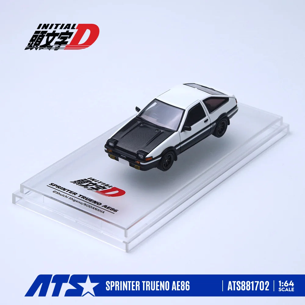 ATS 1:64 Sprinter Trueno AE86 Black Bonnet & White Bonnet Diecast Alloy Car Model Display Collectible Toy Gift