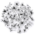 50PCS Black and White Transparent Flowers Graffiti Sticker Flowers Cartoon PET Decal Cup Notebook Phone Guitar Fridge Kid Toys