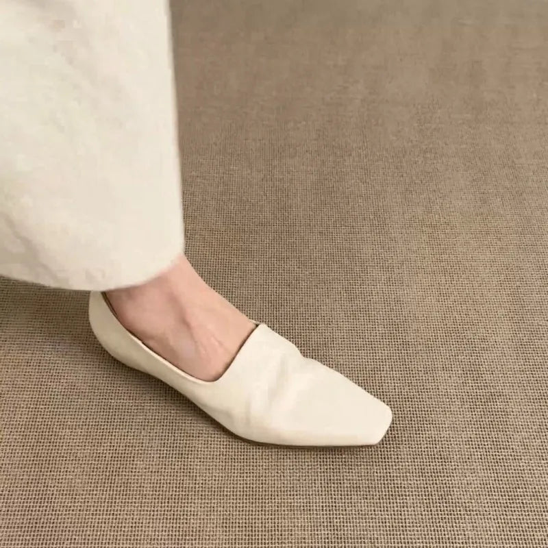 Retro Flat Loafers Women's Slip-on British Style Square Toe Single Shoes