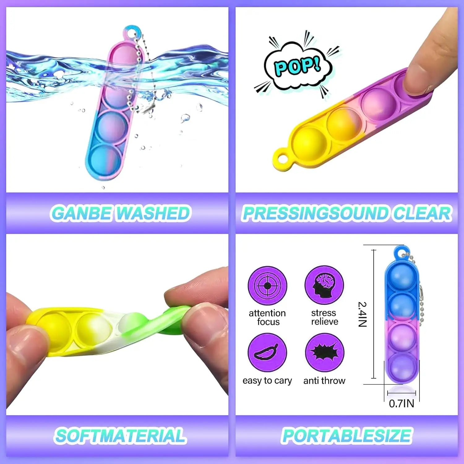 10/20/30/80/150 Pcs Bulk Mini Pop Fidget Toys Kids Sensory Keychain Party Favors Toddler Birthday Carnival Bag