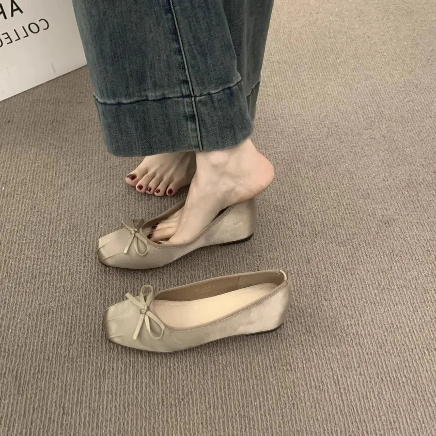 2026 New French Style Hidden Wedge Ballet Flats Soft Comfortable All Match Elegant Daily Dress Shoes for Women