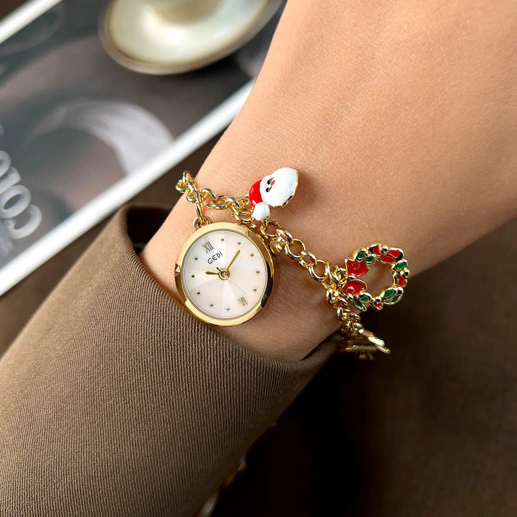 Ladies Watch Christmas Multi-element Pendant Design Quartz Watch Exquisite Niche Bracelet Ladies Holiday Gift