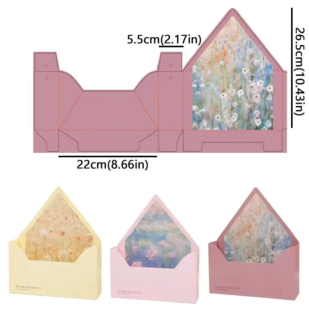 5 Pieces Romantic Flower Gift Box Portable Paper Envelope Floral Box Folding DIY Gift Gift Wrapping Box Mother's Day