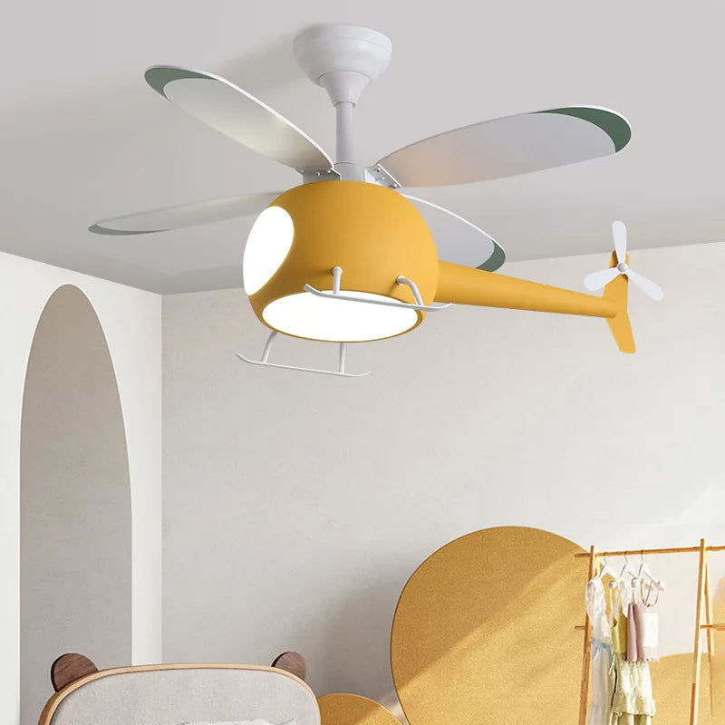 Modern Creative Cartoon Plane Fan Light Simple Decor LED Ceiling Lamp for Children's Room Beroom Led Fan Lights