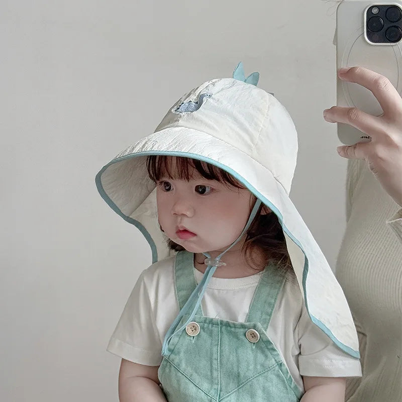 UV Block cap Baby’s summer hats beach accessories Boy Girls Sunshade Large brim Sunshade Shawl Breathable hat for sun protection