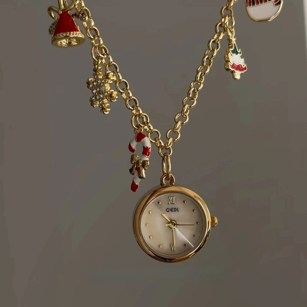 Ladies Watch Christmas Multi-element Pendant Design Quartz Watch Exquisite Niche Bracelet Ladies Holiday Gift