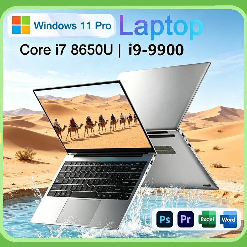 Powerful Dual Chip 14.1 Inch Portable Laptop 2026 Win11 I7-8650U I9-9900 2TB SSD Study Business Notebook