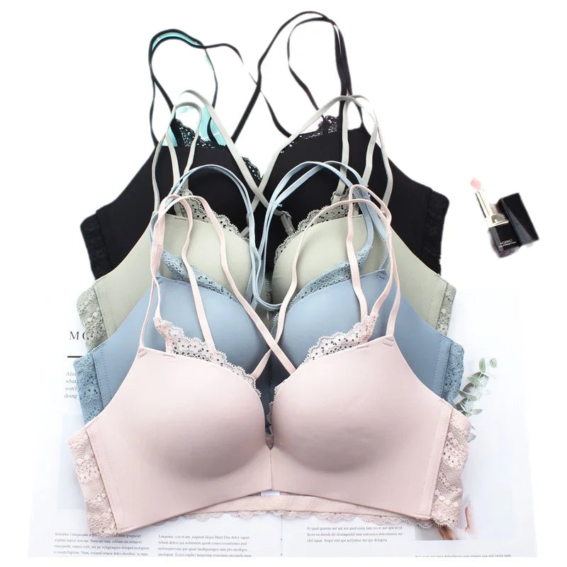 KUCLUT Soft New Summer Bra Front Buckle Design Beautiful Back Gathered Underwear Nylon Fabric Medium Thick 3/4 Cup Fixed...
