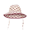 Girls Sun Hat Simple Color Contrast Heart Print Fashionable Fisherman Hat Cute Set Kids Beach Swimwear Bikinis Baby Swimsuits