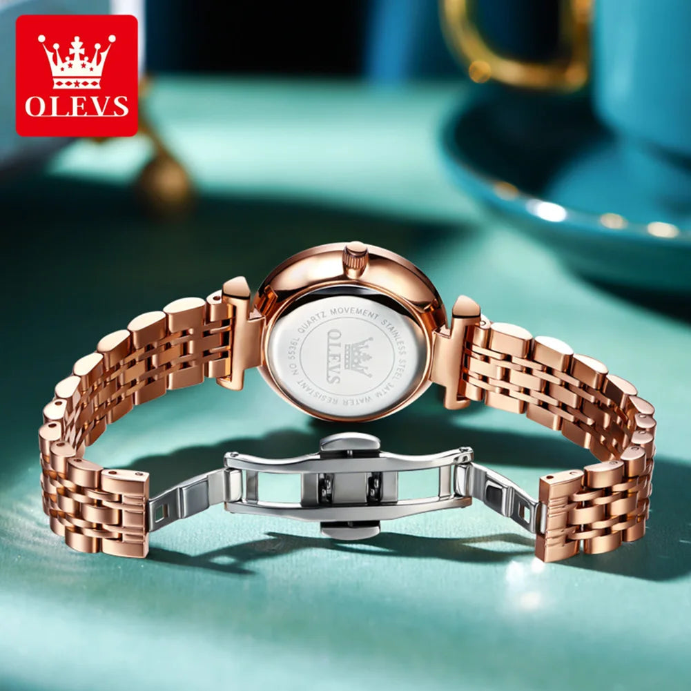 OLEVS brand beautiful women's watches Prism mirror waterproof fashion quartz watch for rose genuine date ladies wristwatch