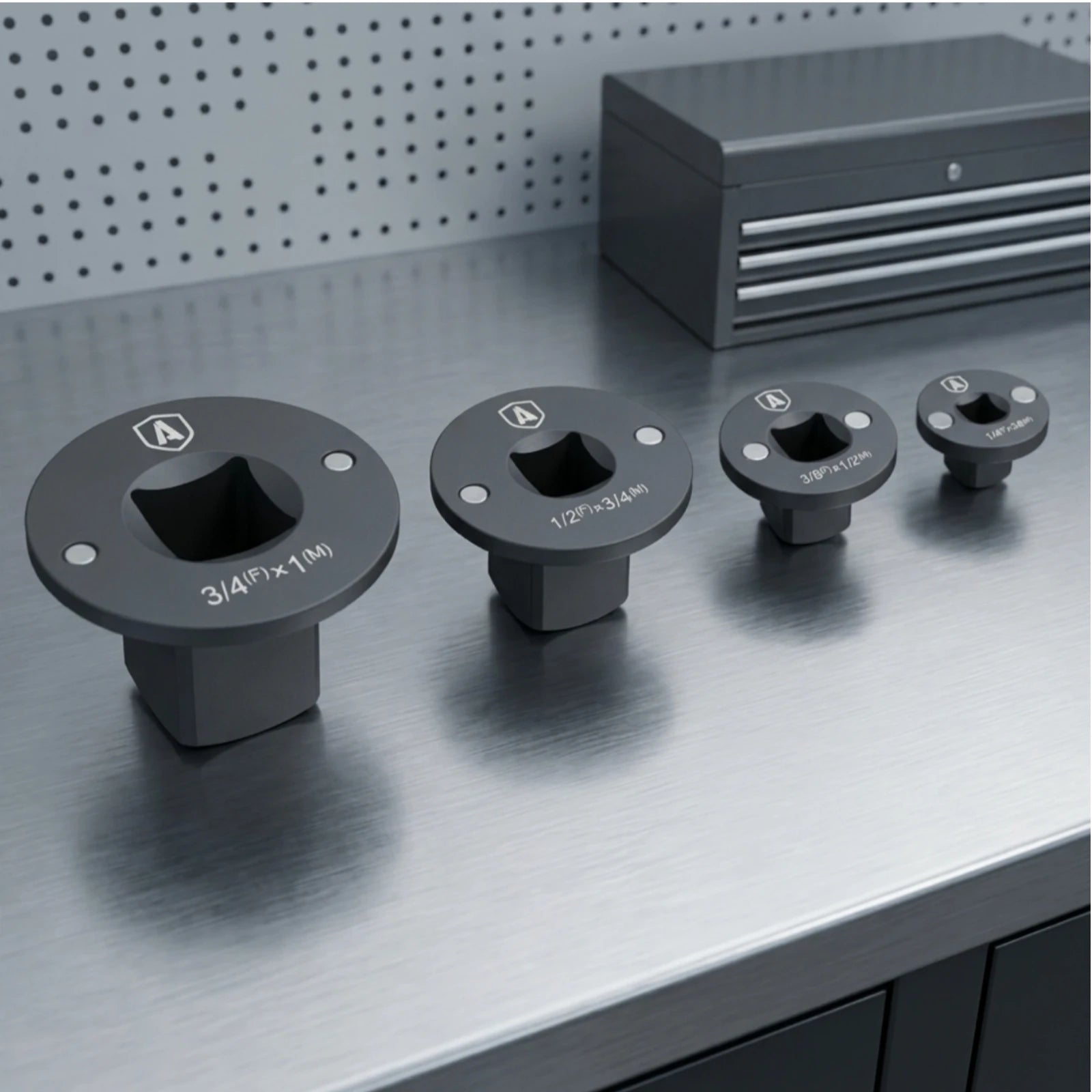 4 Pieces Low-Profile Socket Adapter Cr-Mo Steel Slimline Socket Adapter Drive Converter Flanged Top