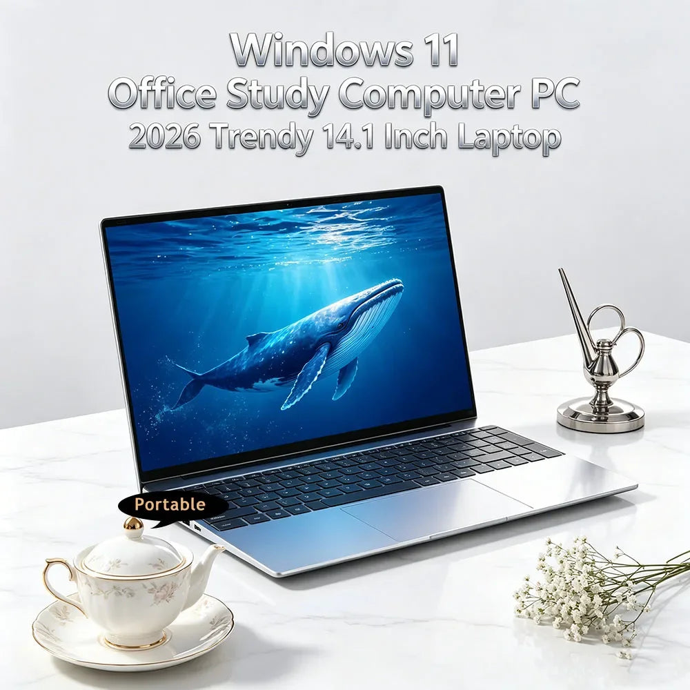 Exquisite 14.1" Ultra-clear Laptop N95 120Hz FHD IPS 7500mAh 32GB/2TB SSD Backlit Keyboard Fingerprint Unlock
