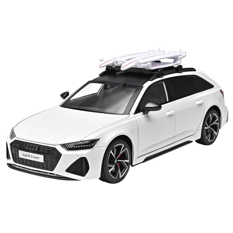 1:24 simulation Audi RS6 alloy car model, doors and engine hood, trunk can be opened, sound and light return force ornaments