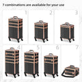 Rolling Makeup Case Makeup Train Case With Lid 5 In 1 Cosmetology Case On Wheels Large Makeup Organizers Professional Cosmetic Case For Salon Barber Black Gold