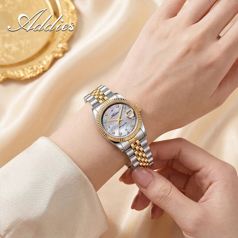 ADDIES 585 Quartz Women's Watches Sapphire Glass 5Bar Waterproof 316L Stainless Steel Diving Fashion Luxury Wristwatch For Woman