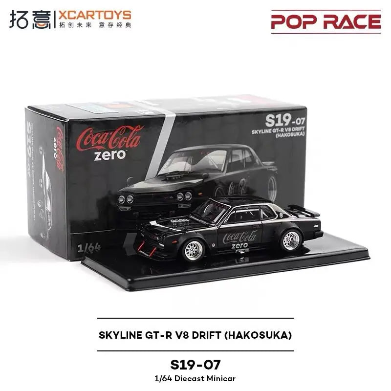 XCARTOYS POPRACE 1/64 S19-08 Zero Japanese SKYLINE GT-R V8 DRIFT Car Model Replica Series Children Christmas Gifts Boy Toys