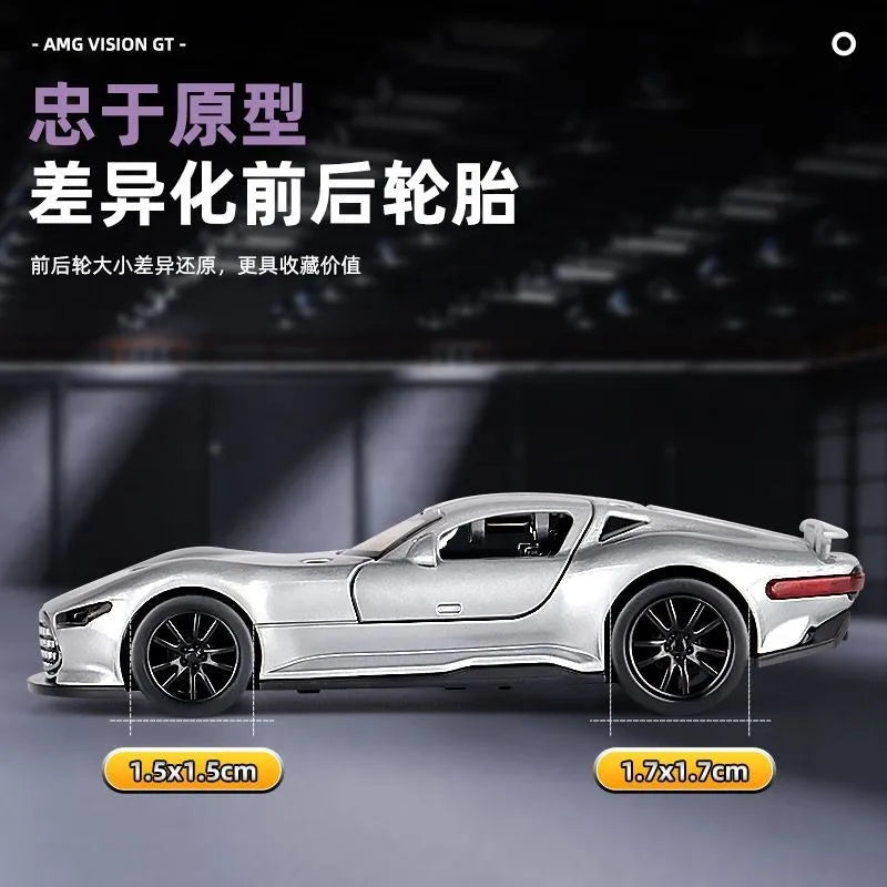 1:36 Scale Mercedes-Benz Vision GT Diecast Alloy Sports Car Model with Openable Parts for Hobbyists and Collection Display