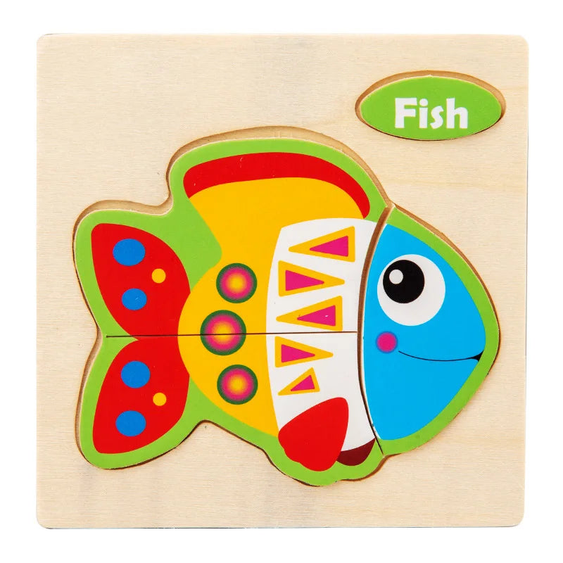 Wooden Toy 3D Jigsaw Puzzle Small Size Cartoon Animal Puzzle Board Kids Early Learning Educational Toys for Children Gifts