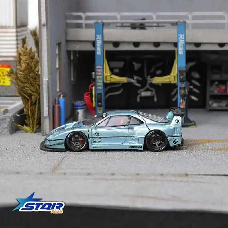 STAR 1:64 LBWK F40 Ice Blue Maggic Purple Car Model Collect Miniature Toys Opened Hood Diecast