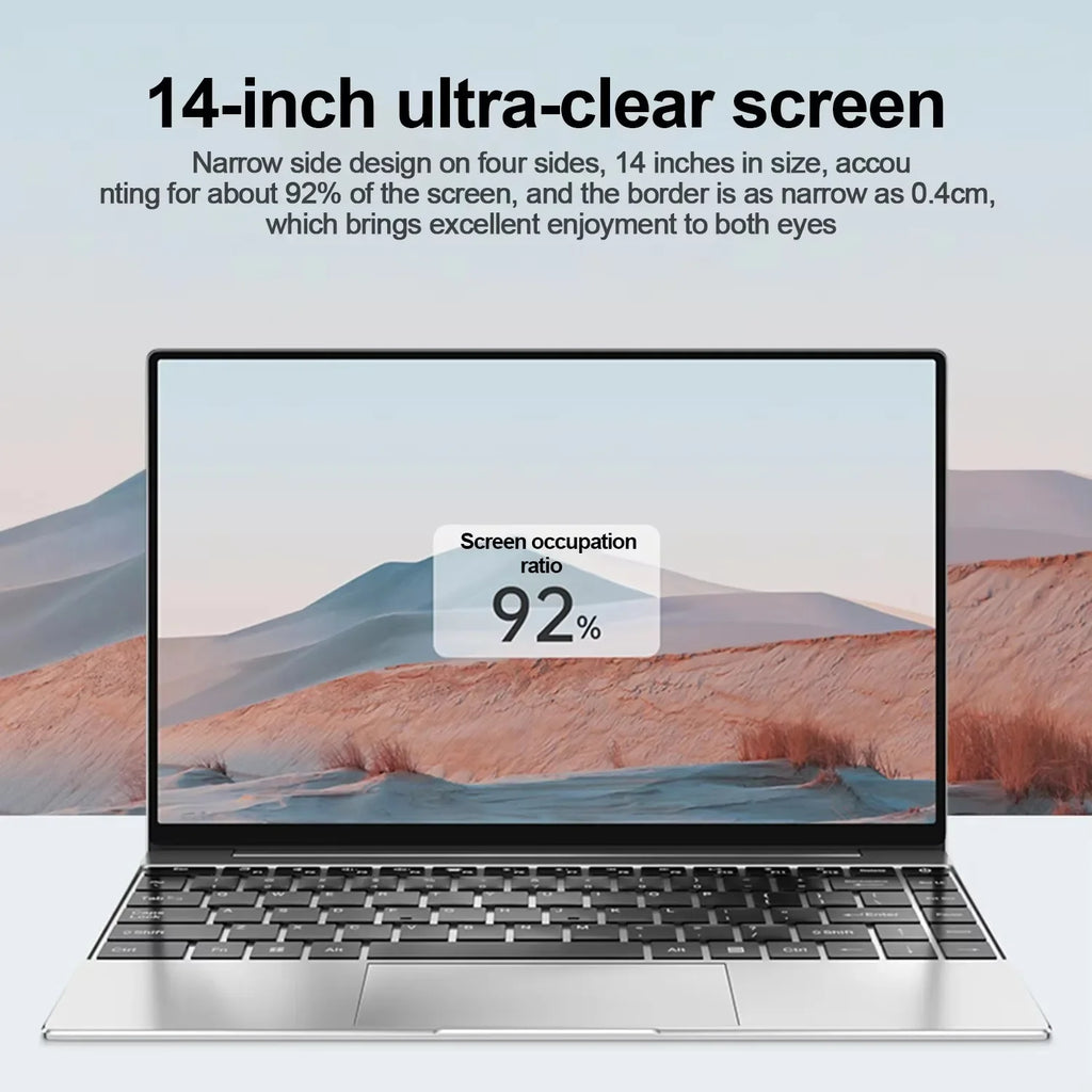 14.1" Ultra‑Slim Laptop, Brand New Intel N3700 Notebook, 16GB 2TB, 1080P FHD Screen, Windows 11 Pro, for Office Student Use