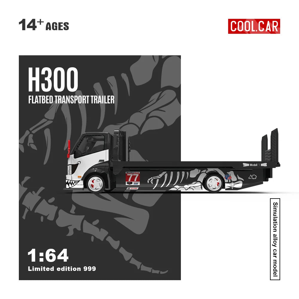 *In stock*Cool Car 1:64 H300 Flatbed Transport Trailer Dragon 77 Painted Simulation Alloy Car Model for Collection&Display&Gift