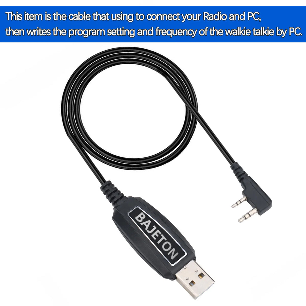BAJETON Walkie Talkie USB Programming Cable K Plug For BJ-8300 BJ-7800 BT8200 Quansheng UV-K5(8) UV-K6  Baofeng UV-5R Mini Radio