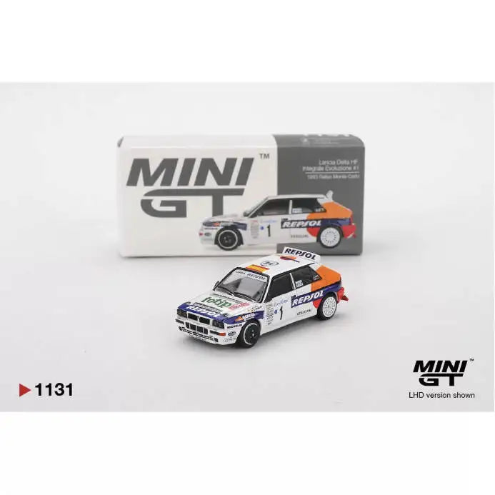MINIGT 1131 1:64 Lancia Delta HF Integrale Evoluzione #1 1993 Rallye Monte Carlo Diecast Car Model Collection Toys