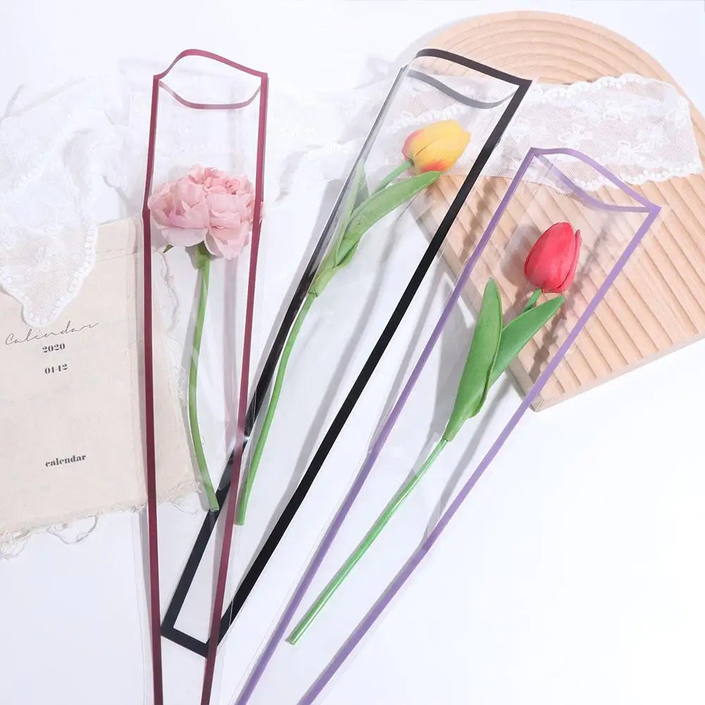 50PCS Transparent Flower Packaging Bag Waterproof Plastic Bag Wrapping Paper Package Supplies Bouquet Packing Material Wedding
