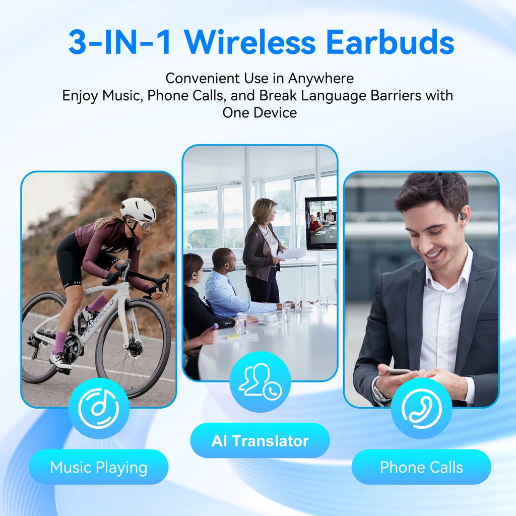 Ai Translator Earbud Device Real Time 2-Way Translations Supporting 150+ Languages For Travelling Learning Shopping Business